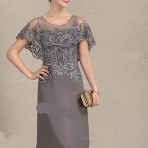 JJ's House Navy Chiffon/Lace MOB/Bridesmaid Dress - Picture 2 of 8